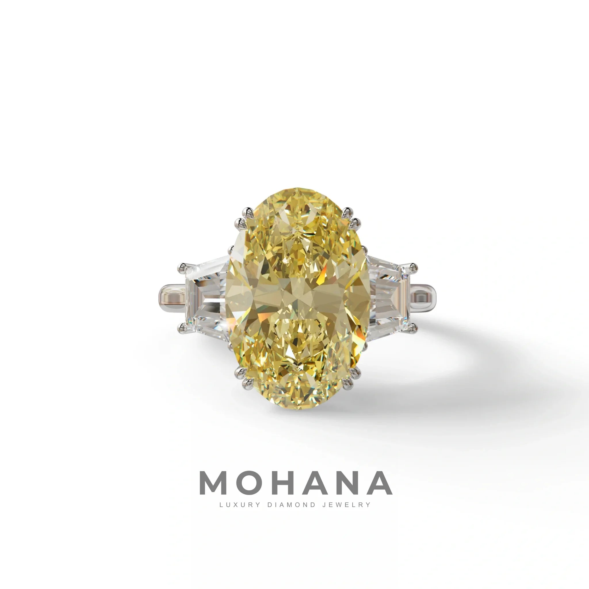 5 Carat Yellow Lab Grown Diamond Engagement Ring · Oval Cut Three Stone | Solstice - view 1