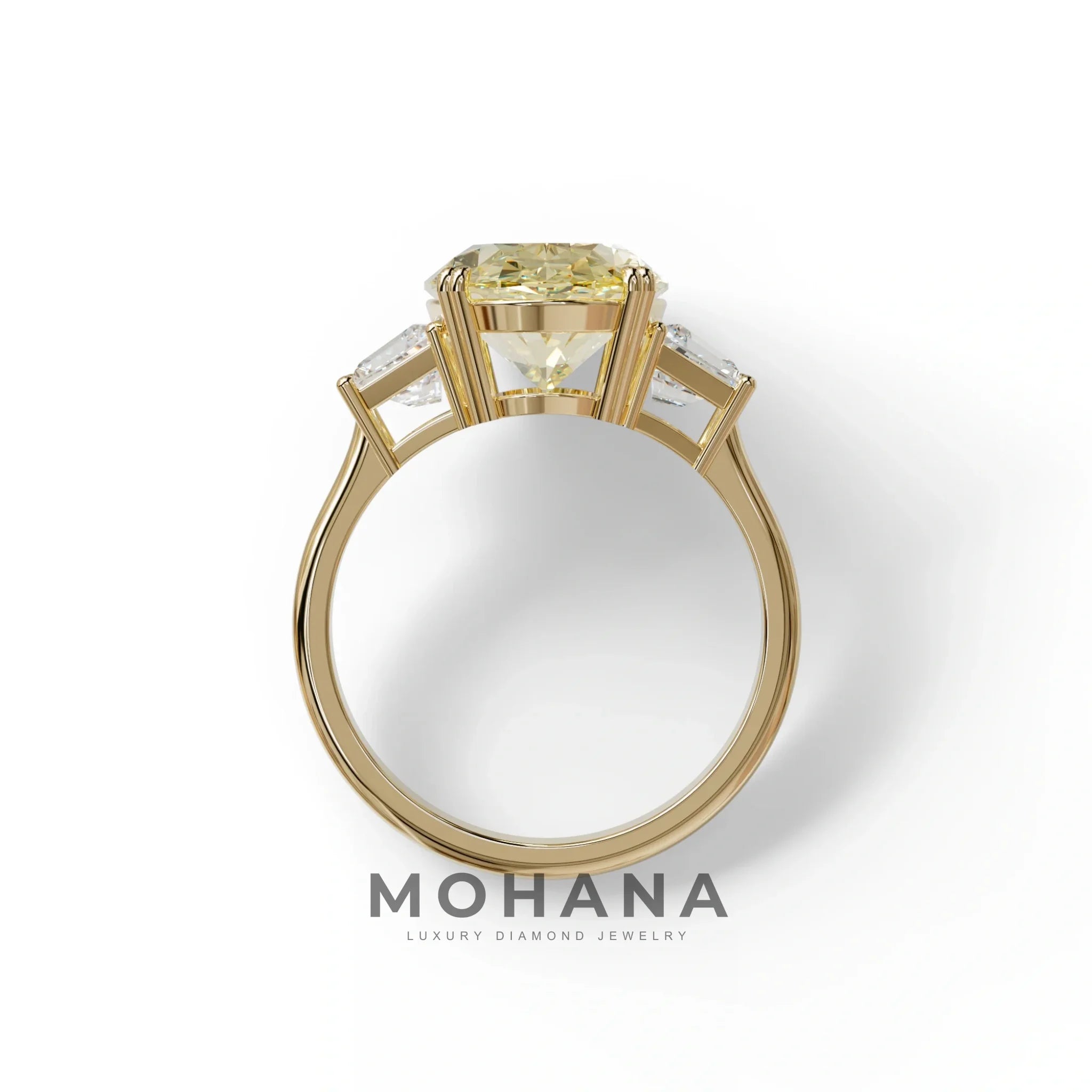5 Carat Yellow Lab Grown Diamond Engagement Ring · Oval Cut Three Stone | Solstice - view 7