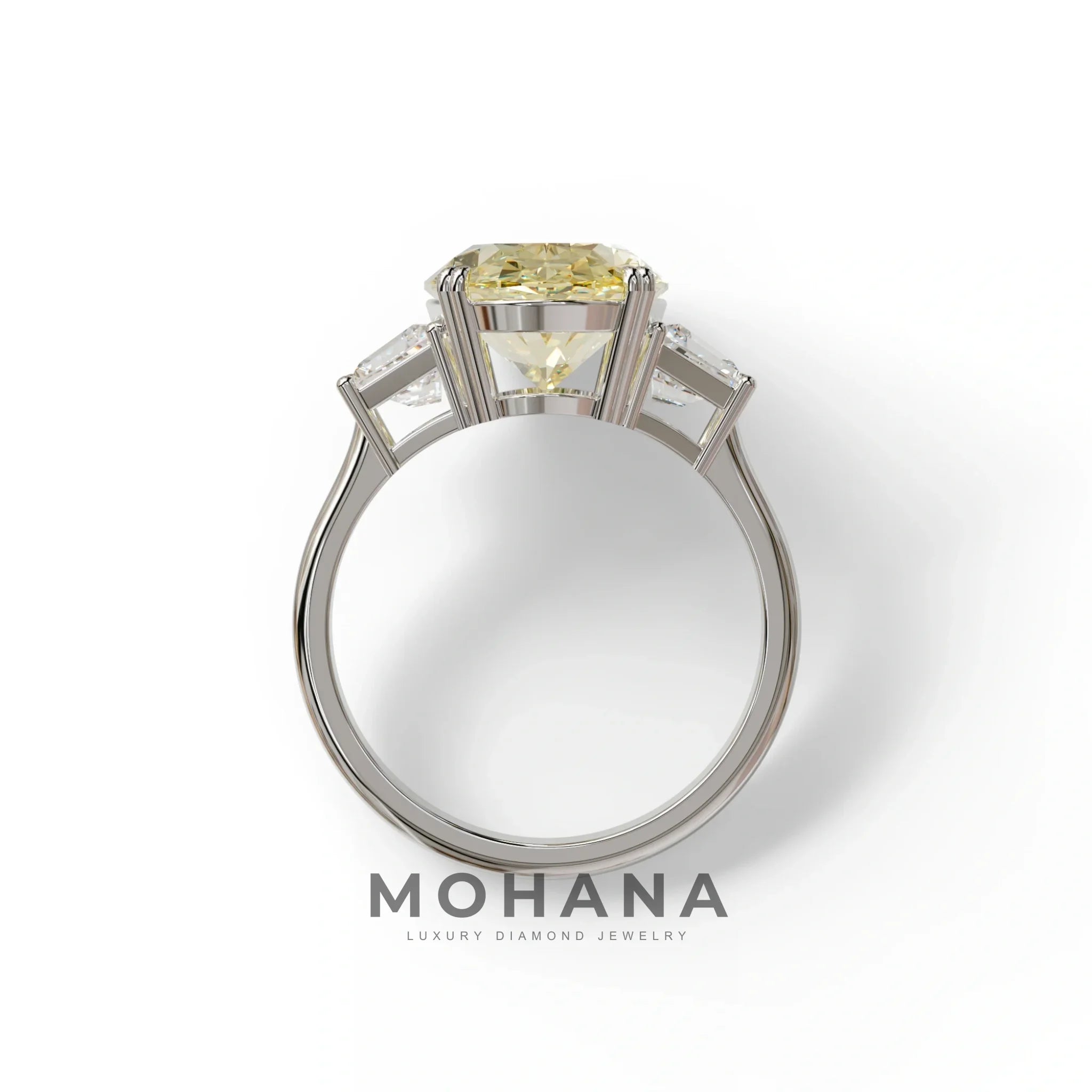 5 Carat Yellow Lab Grown Diamond Engagement Ring · Oval Cut Three Stone | Solstice - view 9