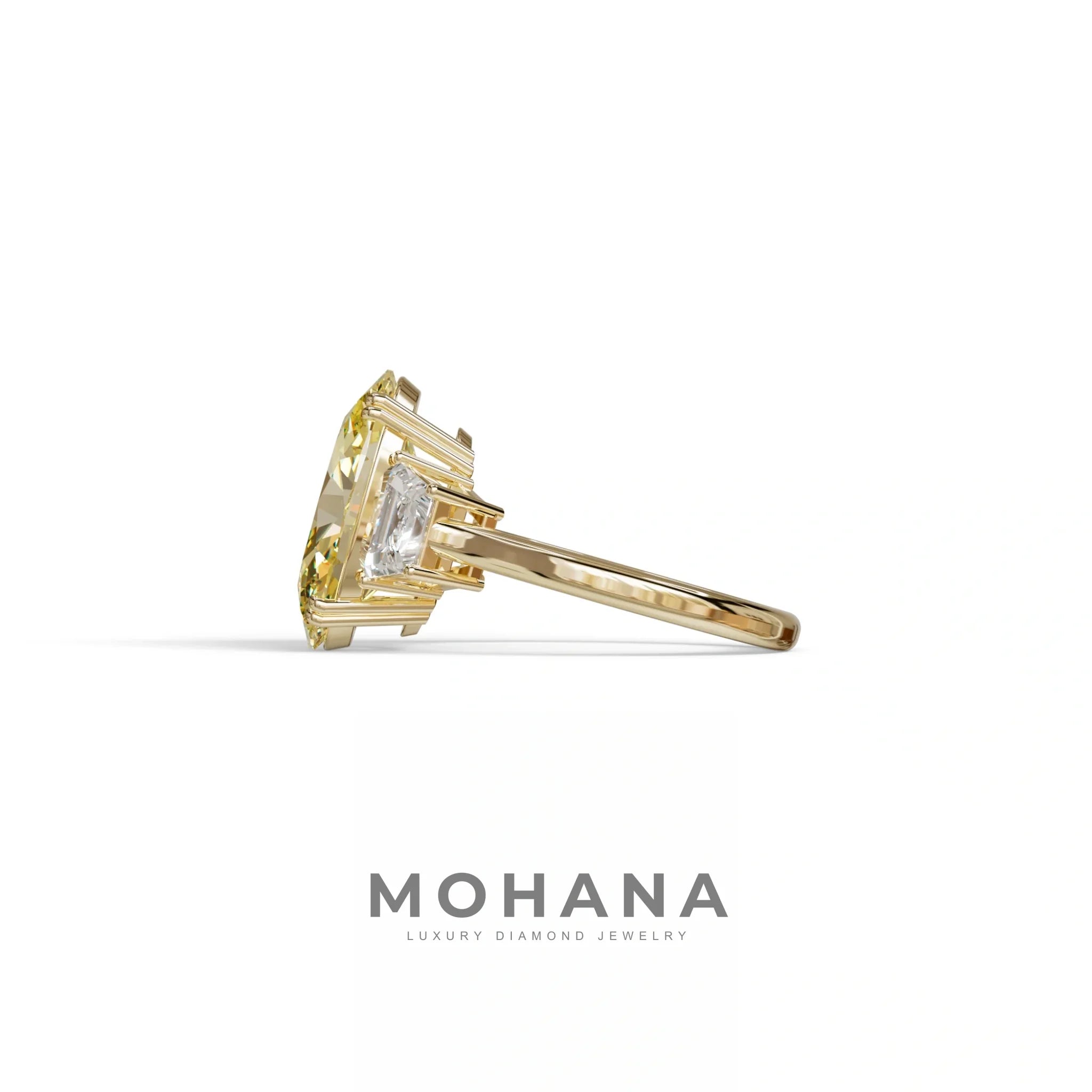 5 Carat Yellow Lab Grown Diamond Engagement Ring · Oval Cut Three Stone | Solstice - view 4