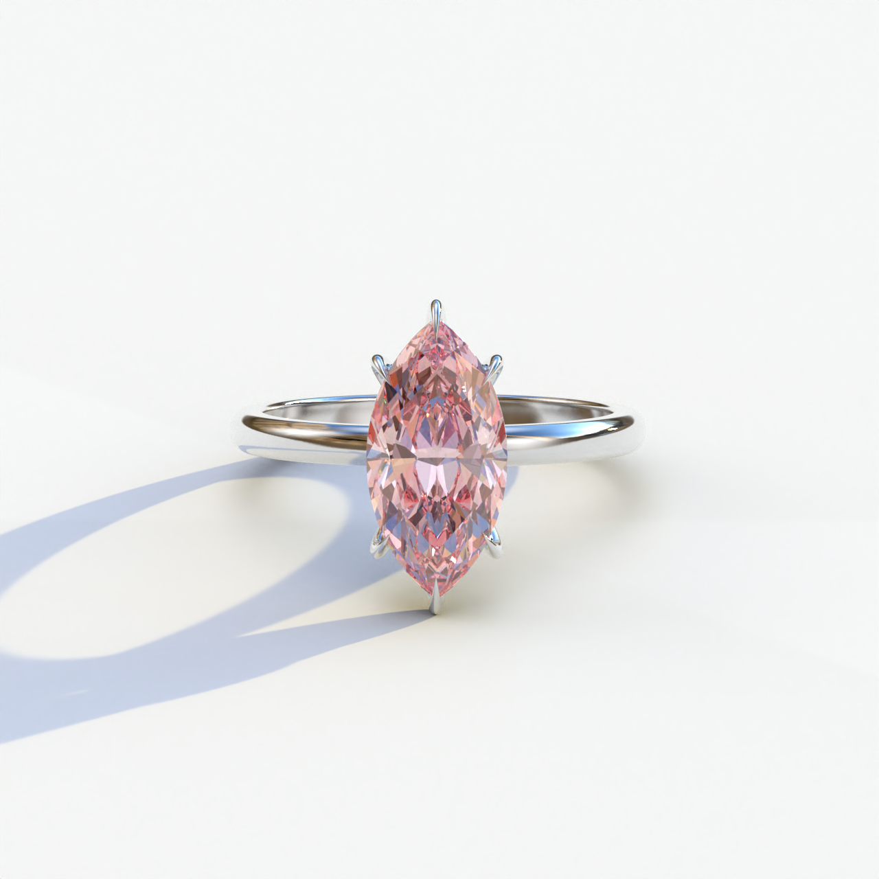 3 Carat Pink Marquise Cut Solitaire Diamond Ring	