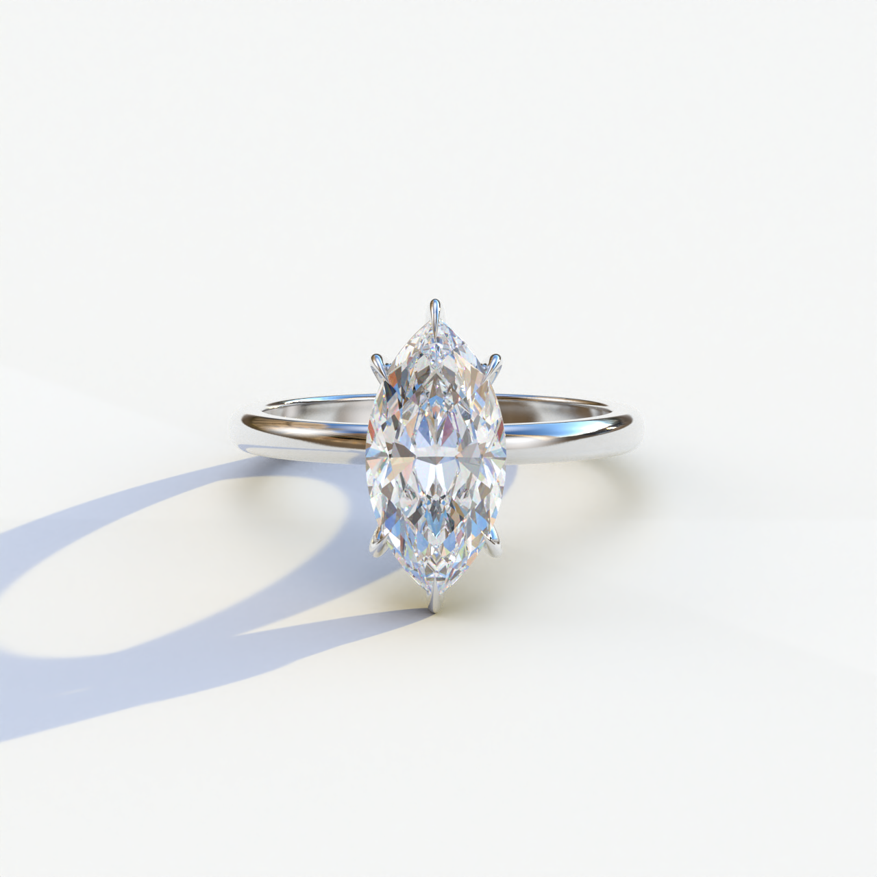 E VVS 3 Carat Blue Marquise Cut Solitaire Diamond Ring	