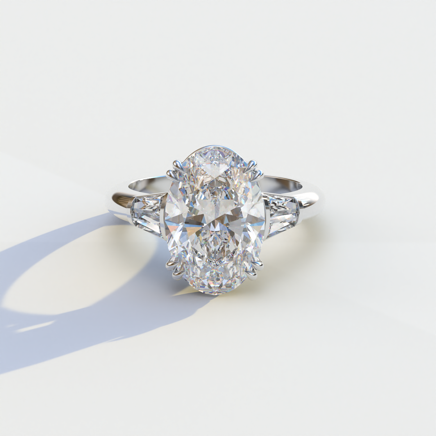 3 Carat E VVS Oval & Baguette Lab Diamond Ring	