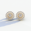 Aster - Colorless Round Cut Diamond Stud Earrings - 10K Solid Gold / Yellow Gold