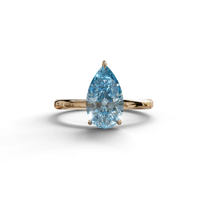 Fancy Blue Pear Cut Solitaire Lab Grown Diamond Engagement Ring - Maniola