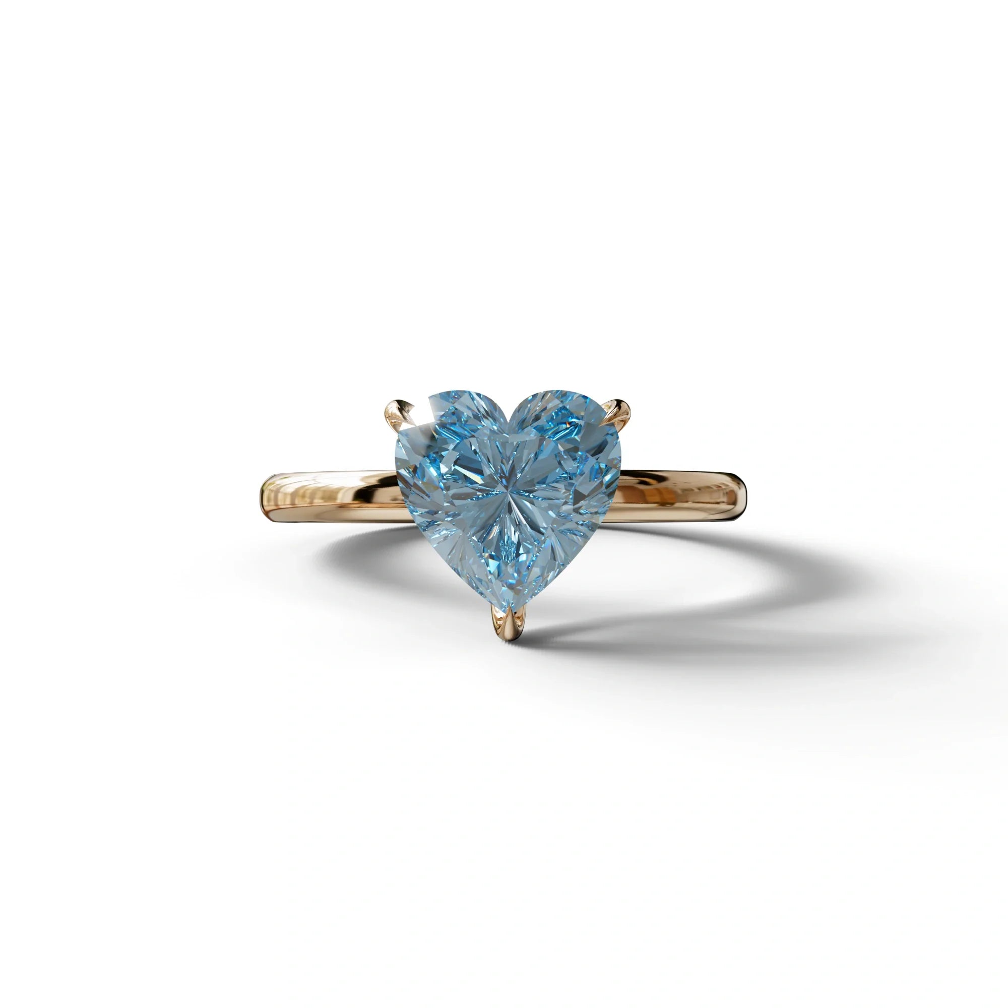 Fancy Blue Heart Cut Solitaire Lab Grown Diamond Engagement Ring - Mellow - 2 Carat / 10K Solid Gold / Rose Gold