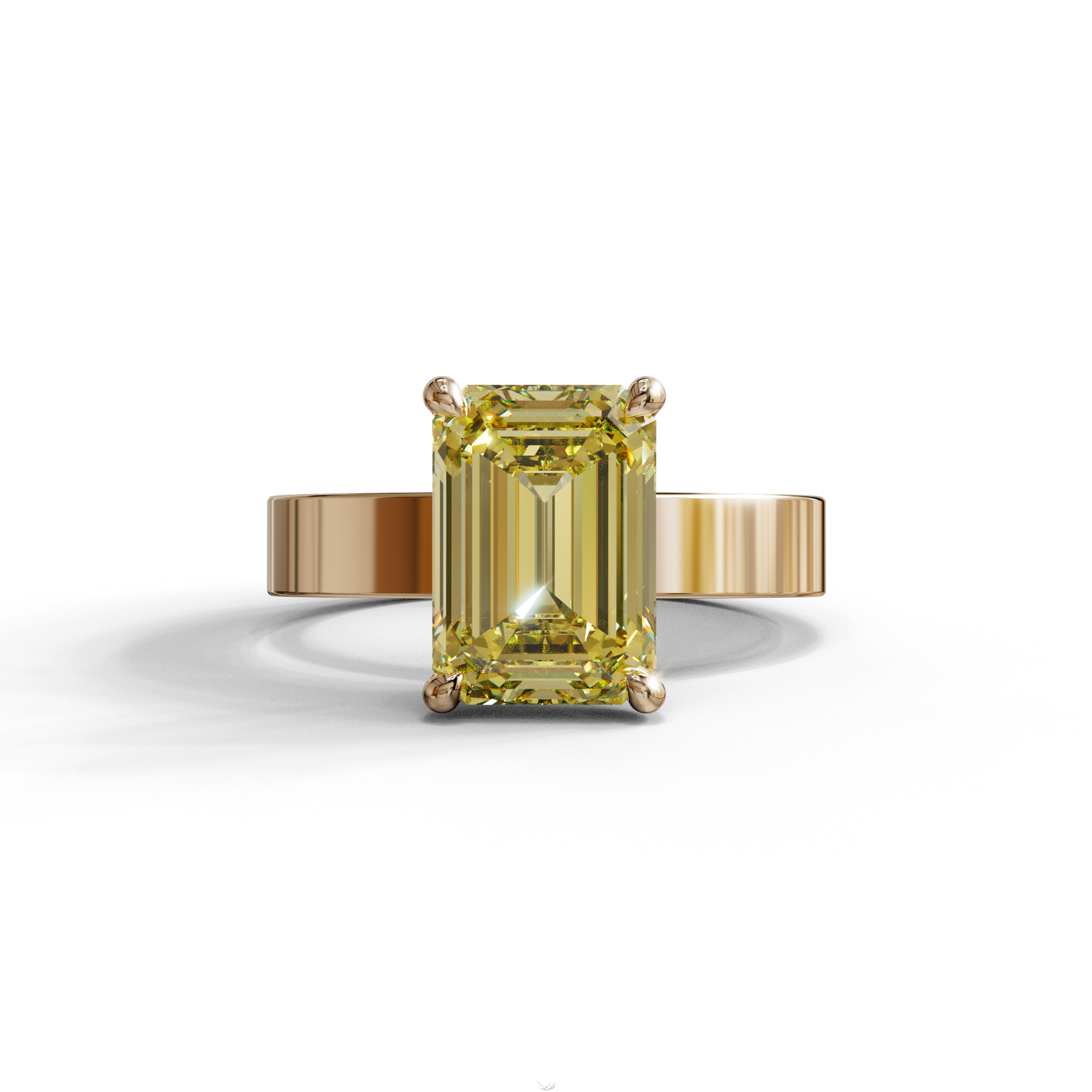 3 Carat Yellow Emerald Lab Grown Diamond Solitaire Engagement Ring - Zulu - 10K Solid Gold / Rose Gold