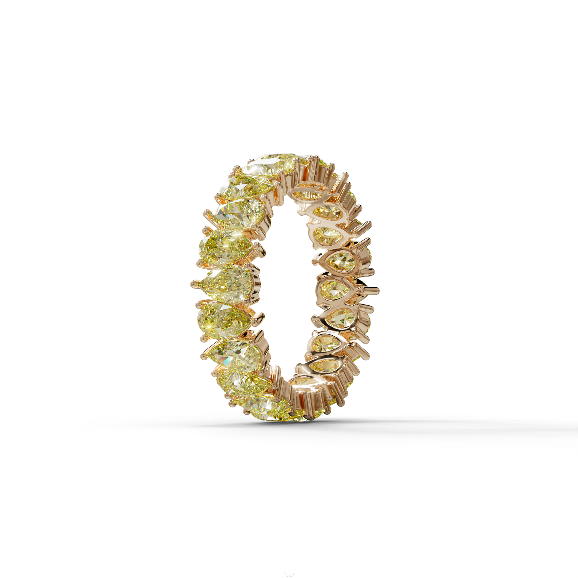 Yellow Pear Diamond Full Eternity Band - Stackable Ring