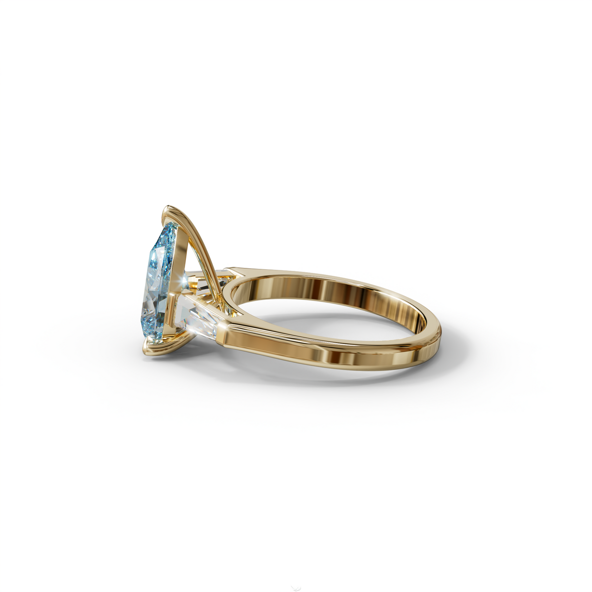 3 Carat Pear Cut Blue Lab Diamond Engagement Ring - Bella
