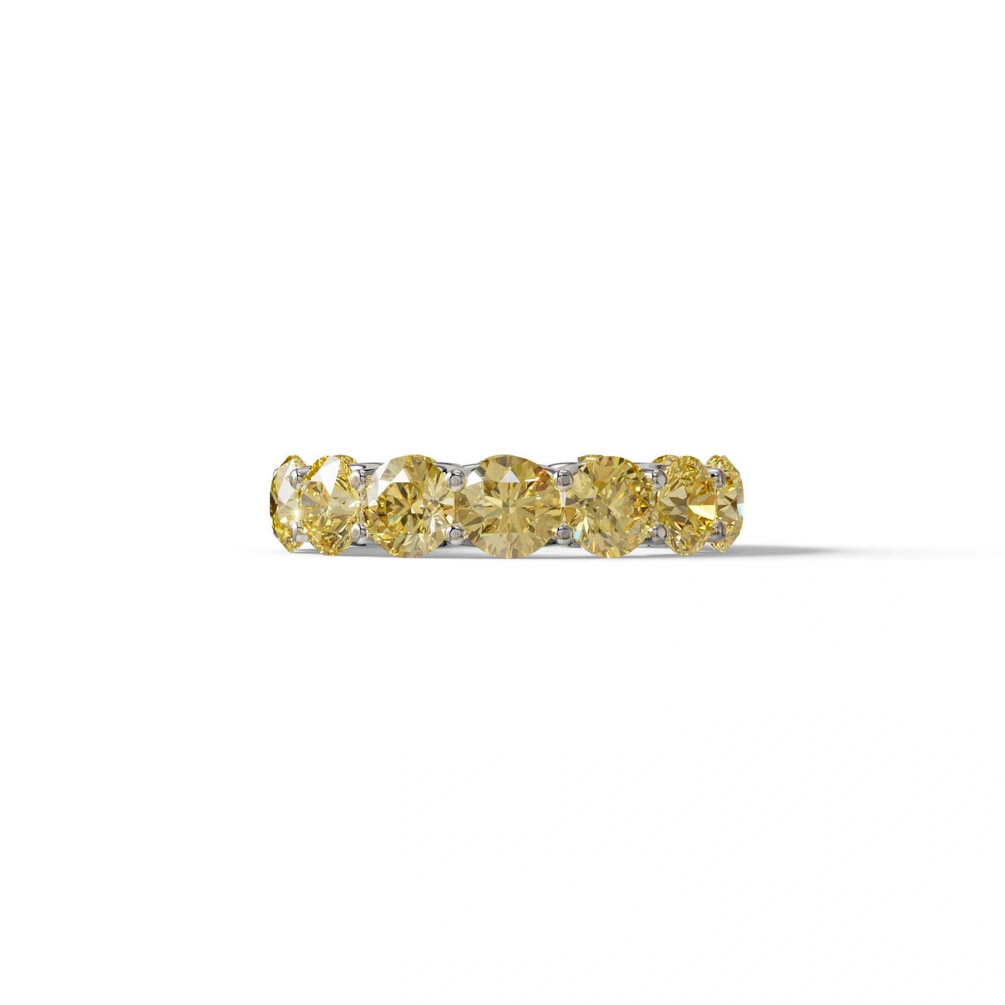 Yellow Round Brilliant Diamond Full Eternity Band in 18k Yellow Gold – Scalloped U-Prong Setting - 10K Solid Gold