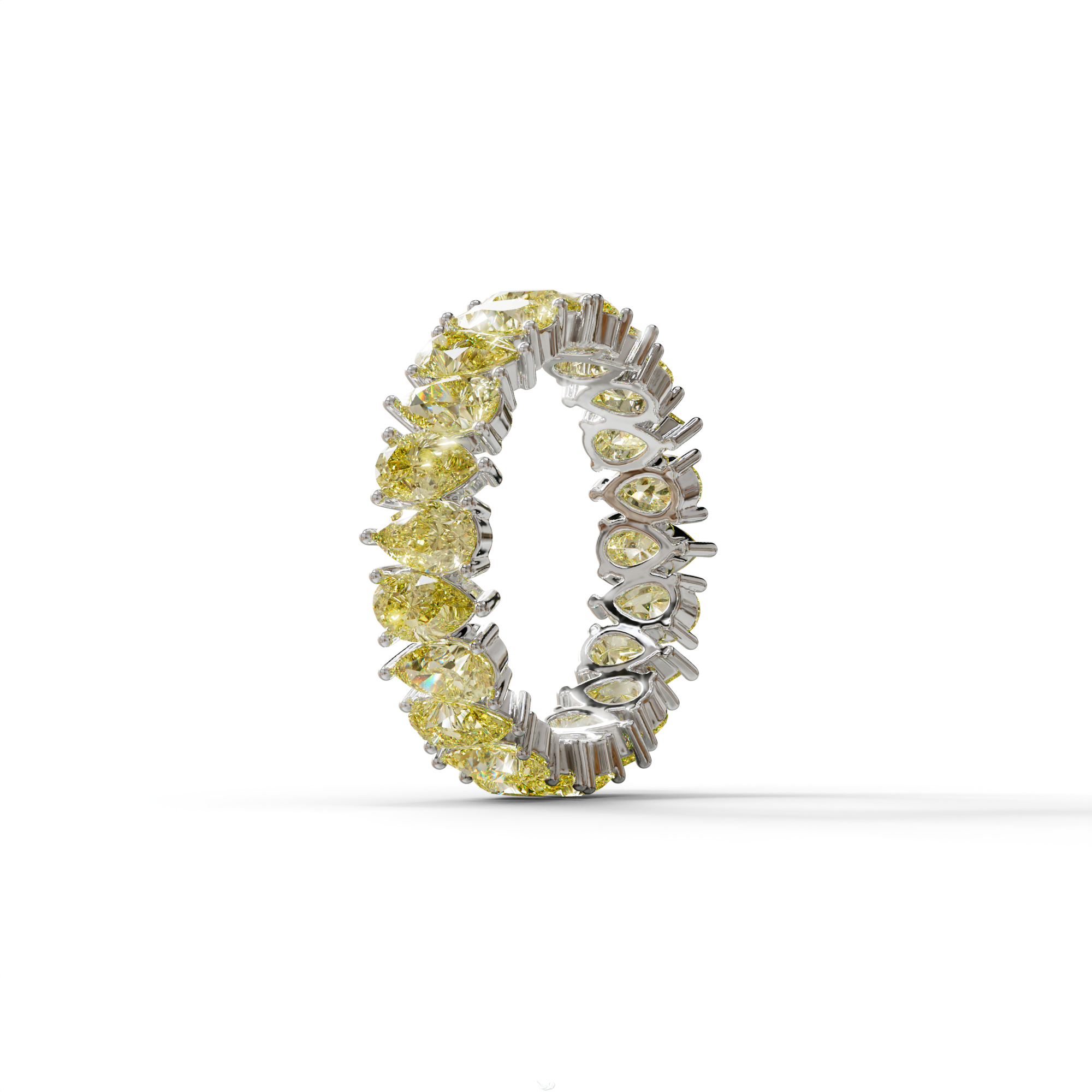 Yellow Pear Diamond Full Eternity Band - Stackable Ring