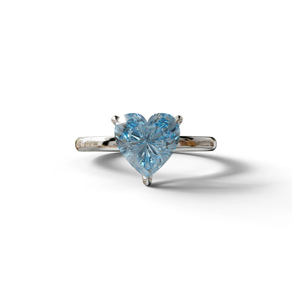 Fancy Blue Heart Cut Solitaire Lab Grown Diamond Engagement Ring - Mellow