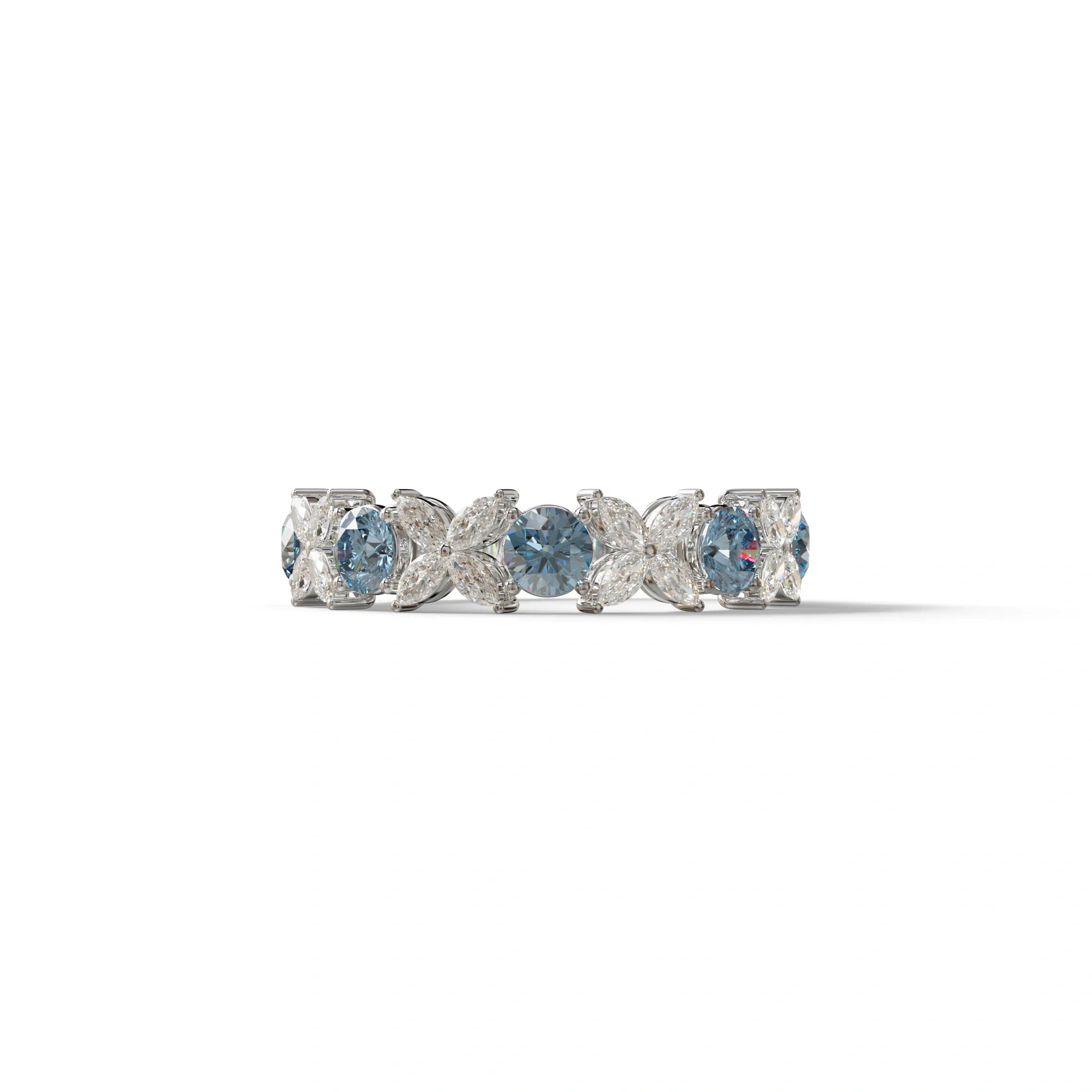 Yellow Gold Marquise & Round Brilliant Diamond Flower Cluster Ring - 18k Gold - 10K Solid Gold / White Gold
