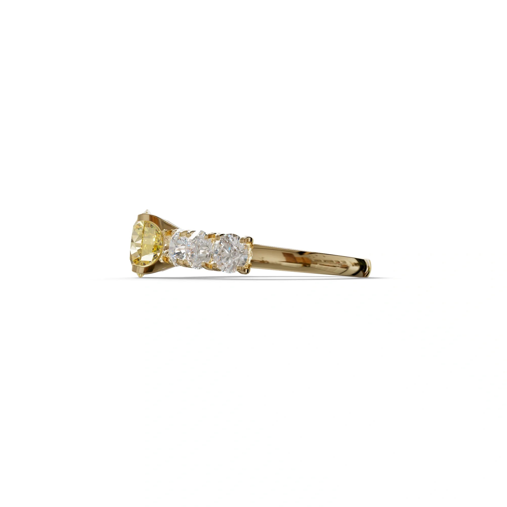 3 Carat Yellow Round Cut Half Eternity Lab Diamond Engagement Ring - Angeleno