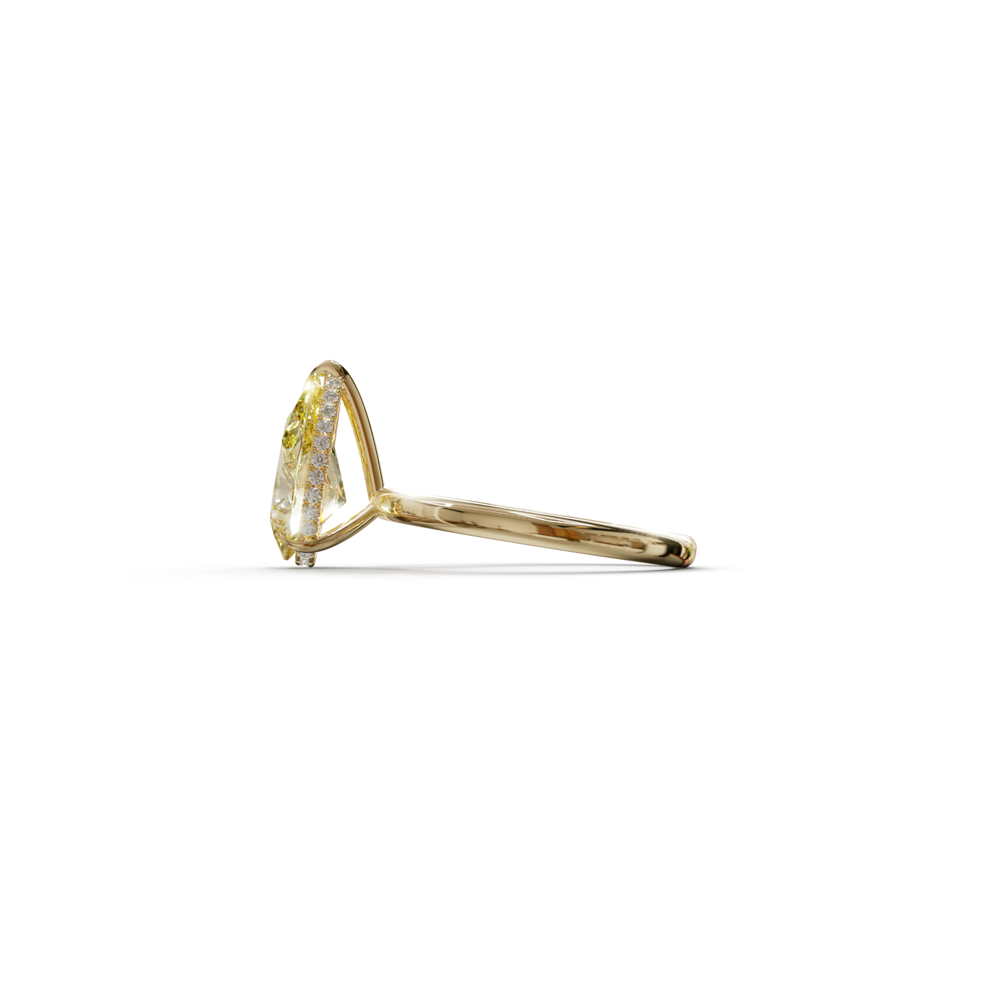 3.5 Carat Yellow Pear Cut Hidden Halo Lab Diamond Ring