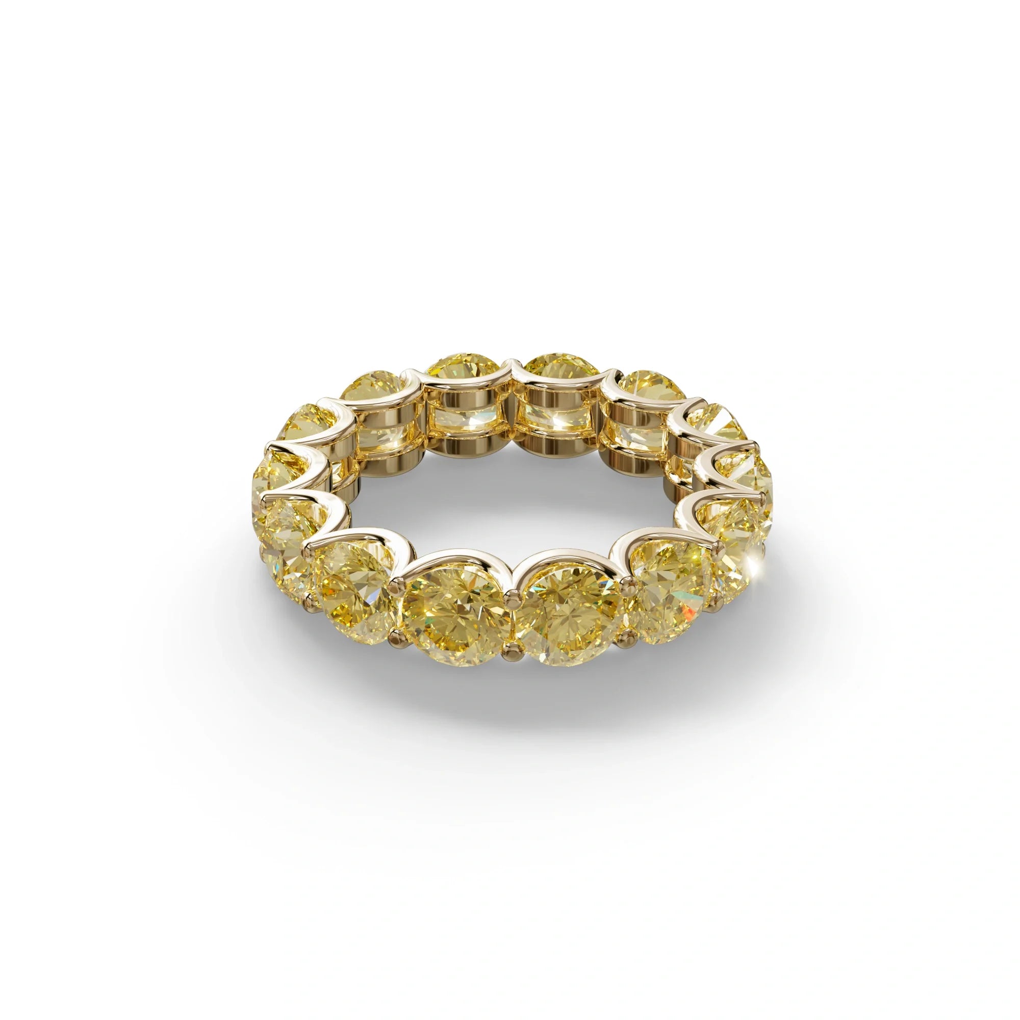 Yellow Round Brilliant Diamond Full Eternity Band in 18k Yellow Gold – Scalloped U-Prong Setting