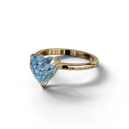 Fancy Blue Heart Cut Solitaire Lab Grown Diamond Engagement Ring - Mellow