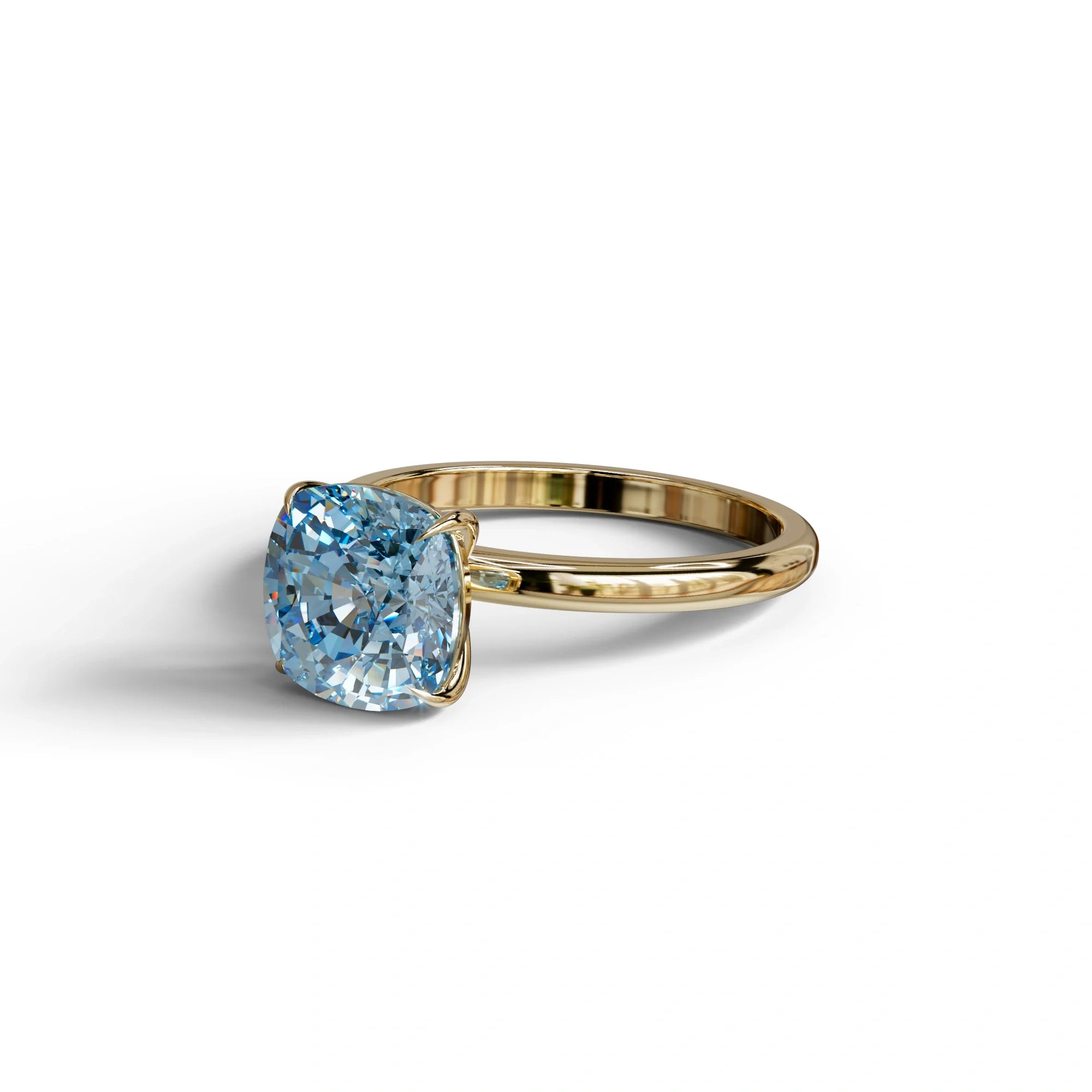 Fancy Blue Cushion Cut Solitaire Lab Grown Diamond Engagement Ring Mesmera