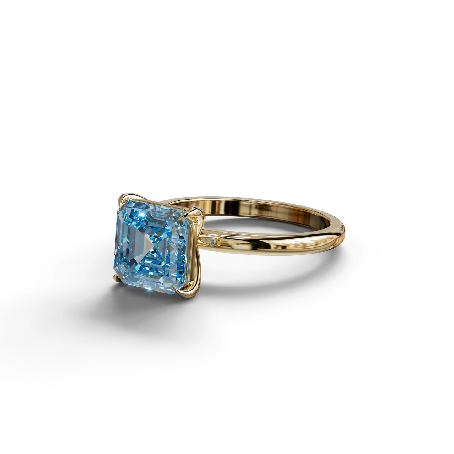 Fancy Blue Asscher Cut Solitaire Lab Grown Diamond Engagement Ring - Fabriciana