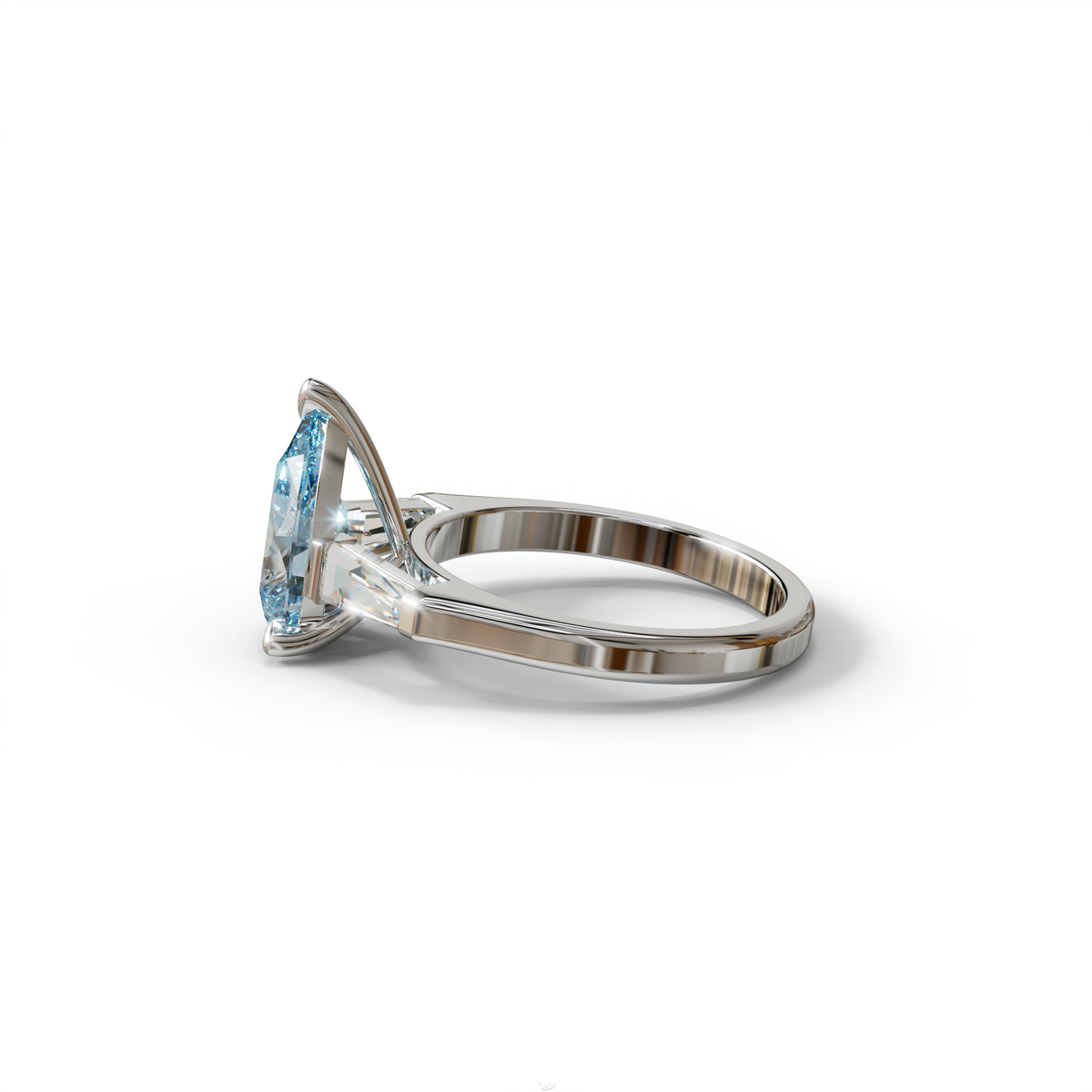 3 Carat Pear Cut Blue Lab Diamond Engagement Ring - Bella
