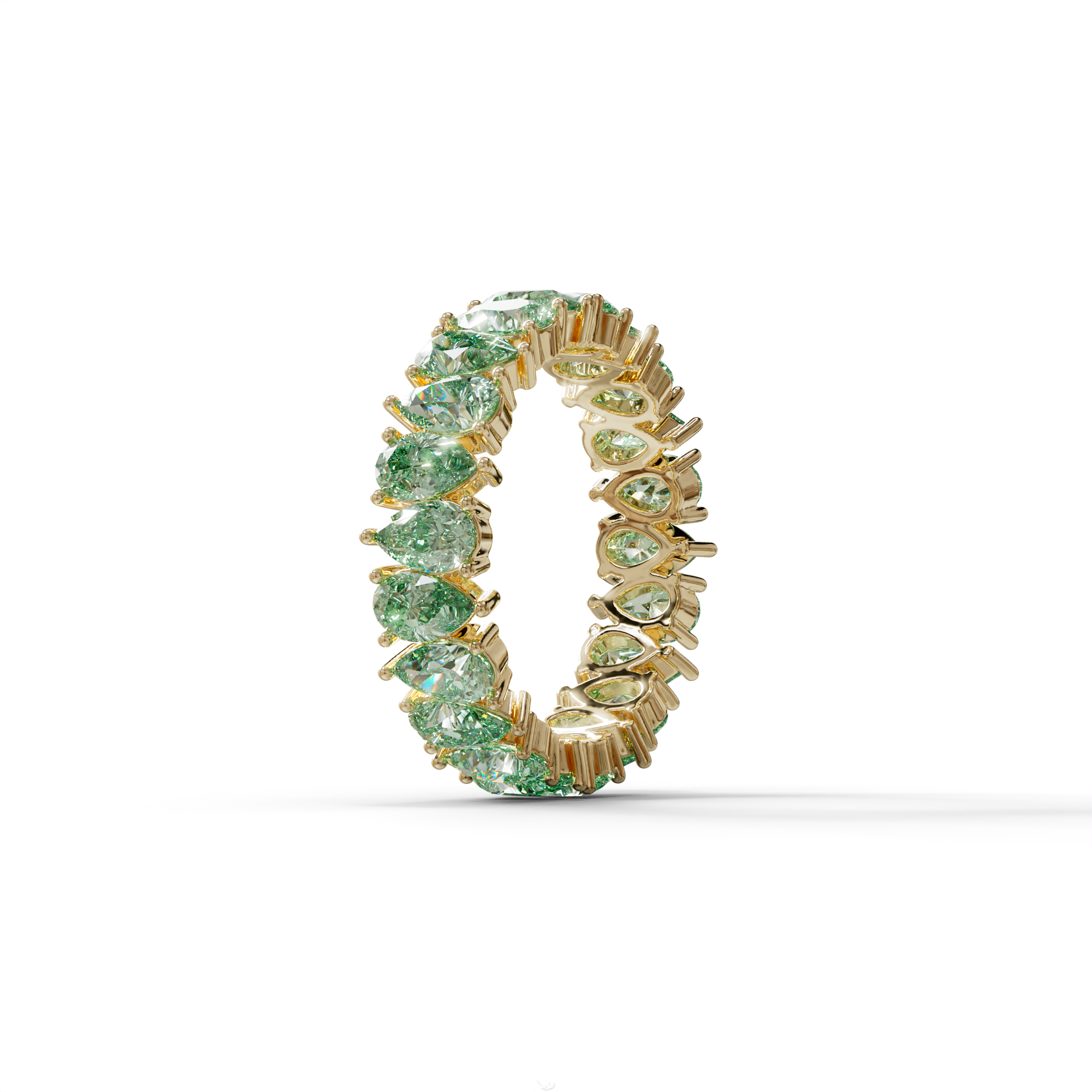 Green Pear Diamond Full Eternity Band - Stackable Ring