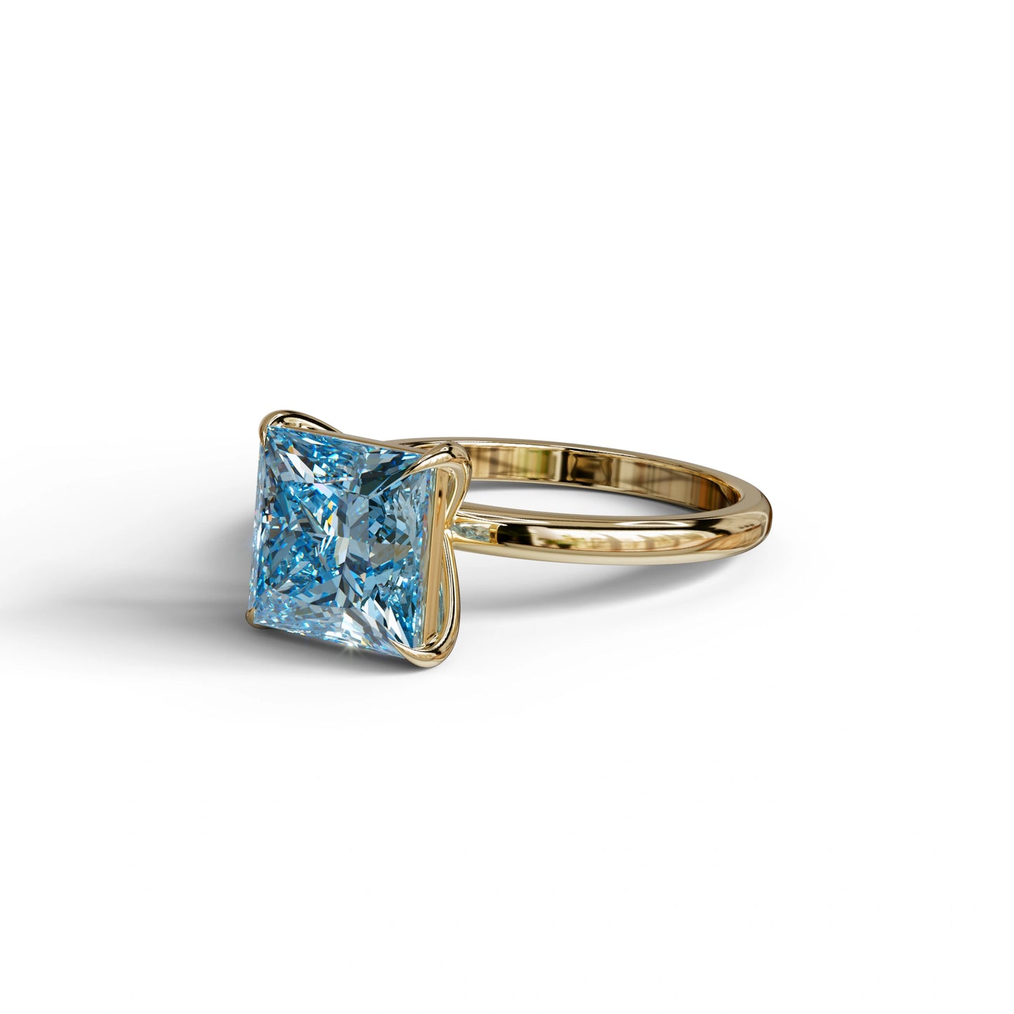 Fancy Blue Princess Cut Solitaire Lab Grown Diamond Engagement Ring - Speyeria