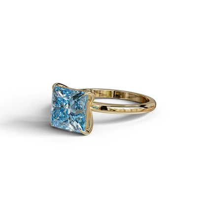 Fancy Blue Princess Cut Solitaire Lab Grown Diamond Engagement Ring - Speyeria