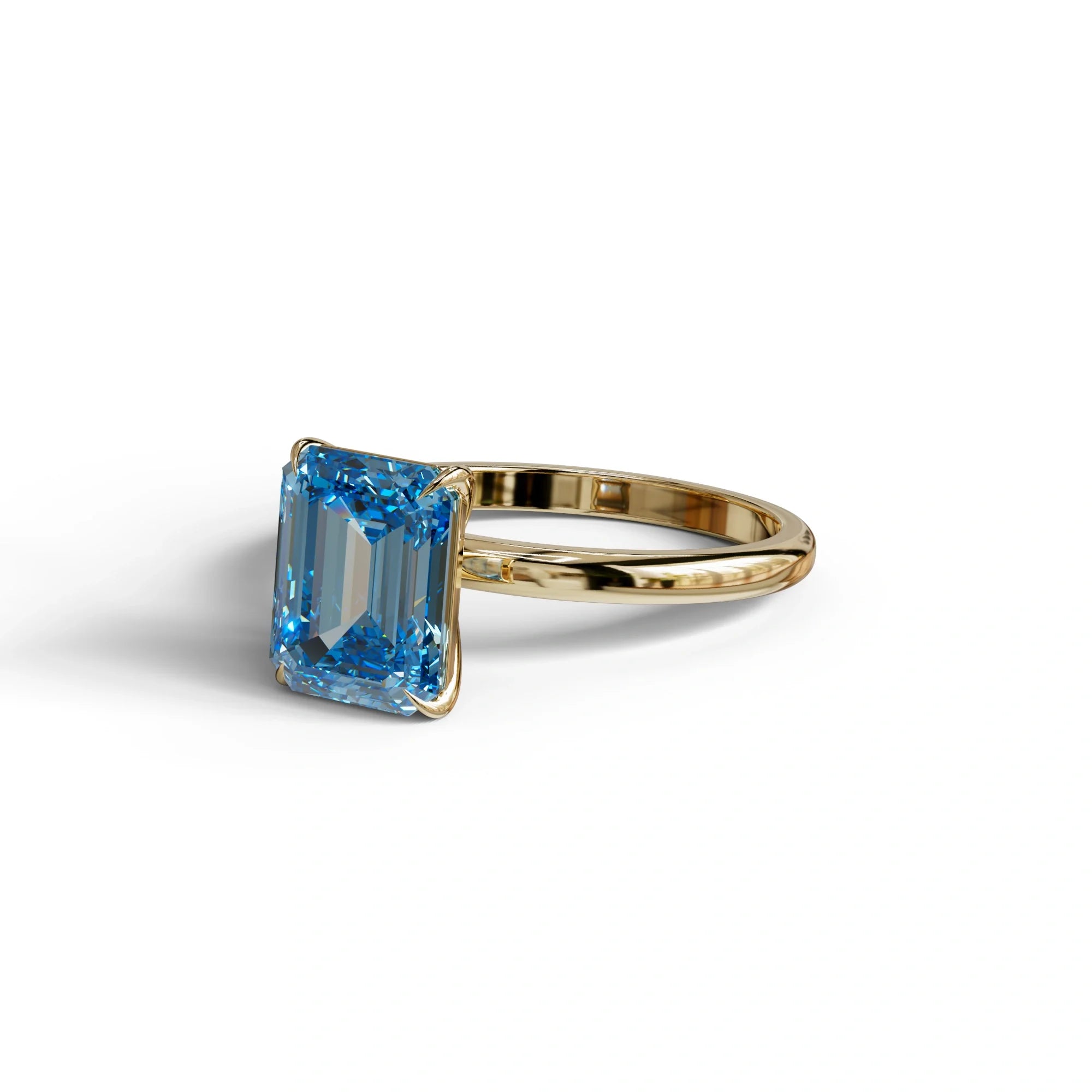 Fancy Blue Emerald Cut Solitaire Lab Grown Diamond Engagement Ring - Vanessa