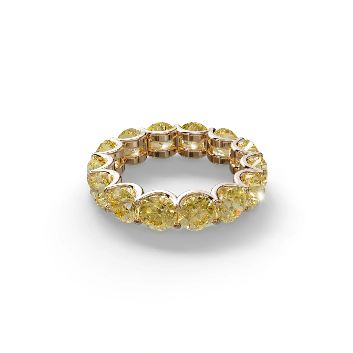 Yellow Round Brilliant Diamond Full Eternity Band in 18k Yellow Gold – Scalloped U-Prong Setting