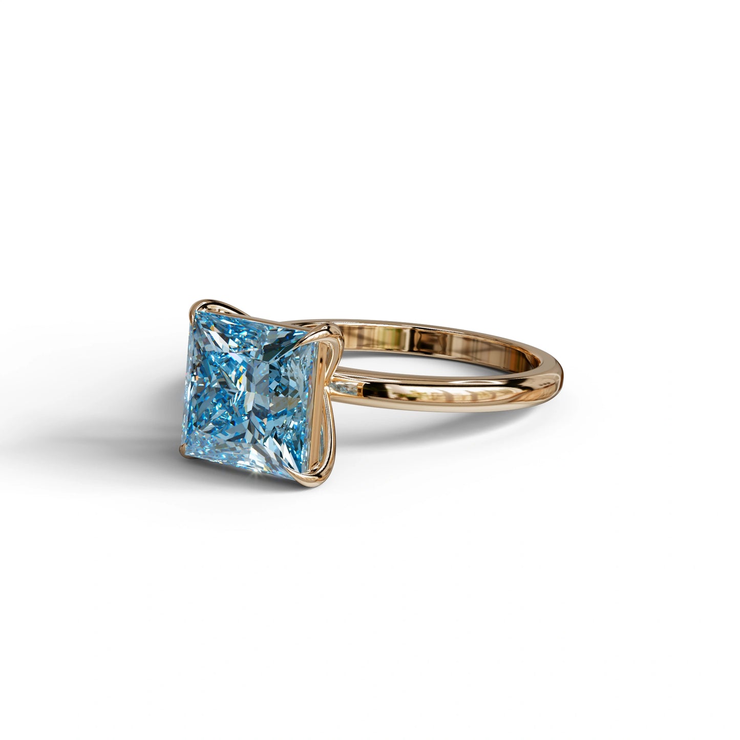 Fancy Blue Princess Cut Solitaire Lab Grown Diamond Engagement Ring - Speyeria