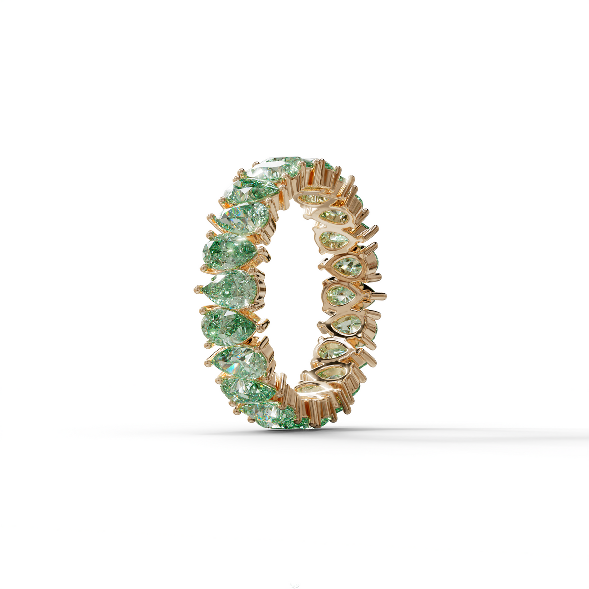 Green Pear Diamond Full Eternity Band - Stackable Ring