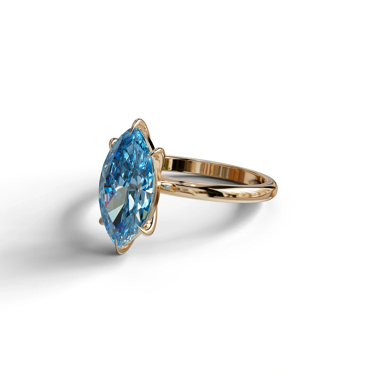 Fancy Blue Marquise Cut Solitaire Lab Grown Diamond Engagement Ring - Celestina