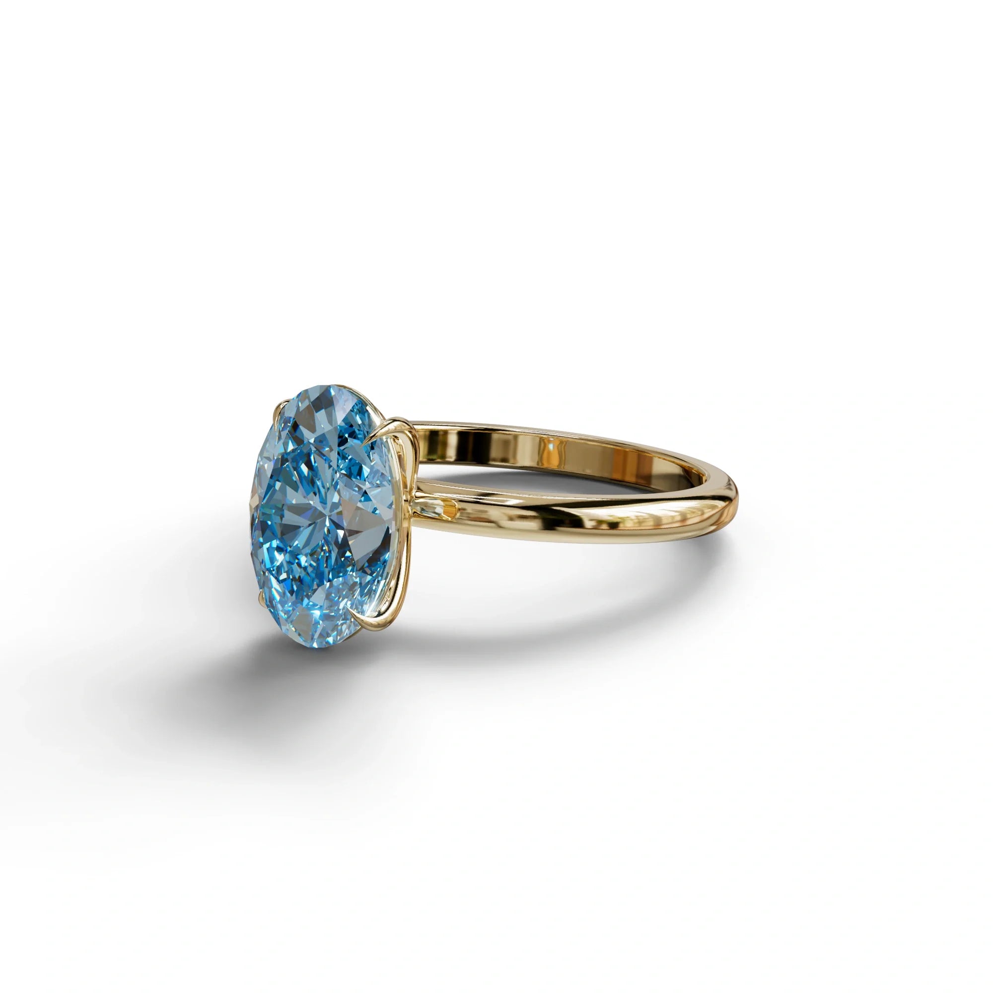 Blue Oval Cut Solitaire Lab Grown Diamond Engagement Ring - Curiosa