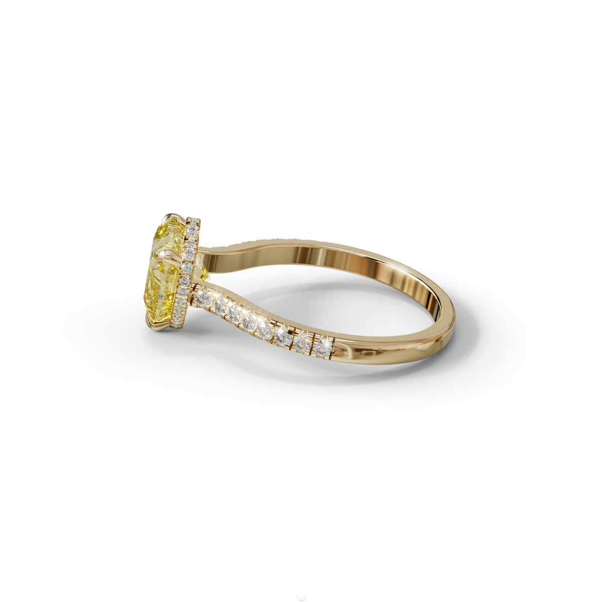 Yellow Heart Cut Lab Grown Diamond Engagement Ring – Pavé Band Setting