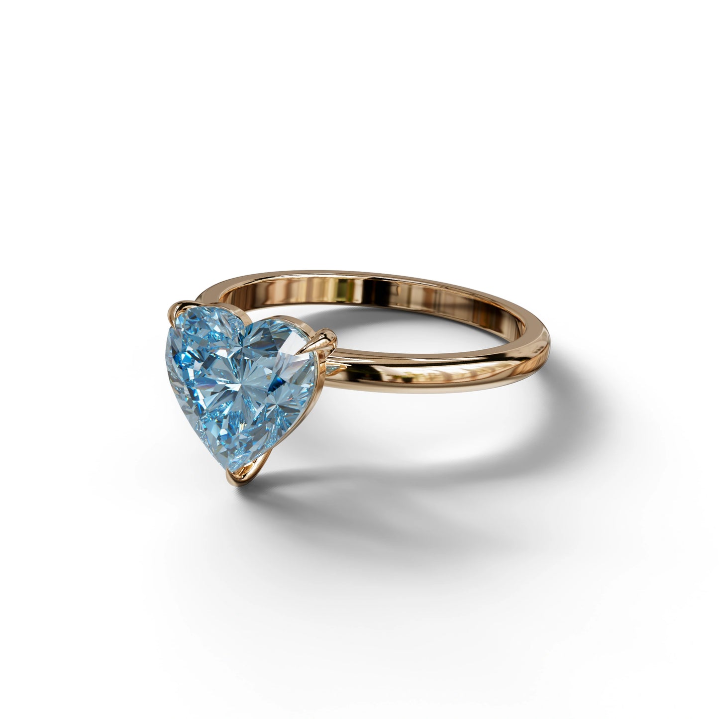 Fancy Blue Heart Cut Solitaire Lab Grown Diamond Engagement Ring - Mellow