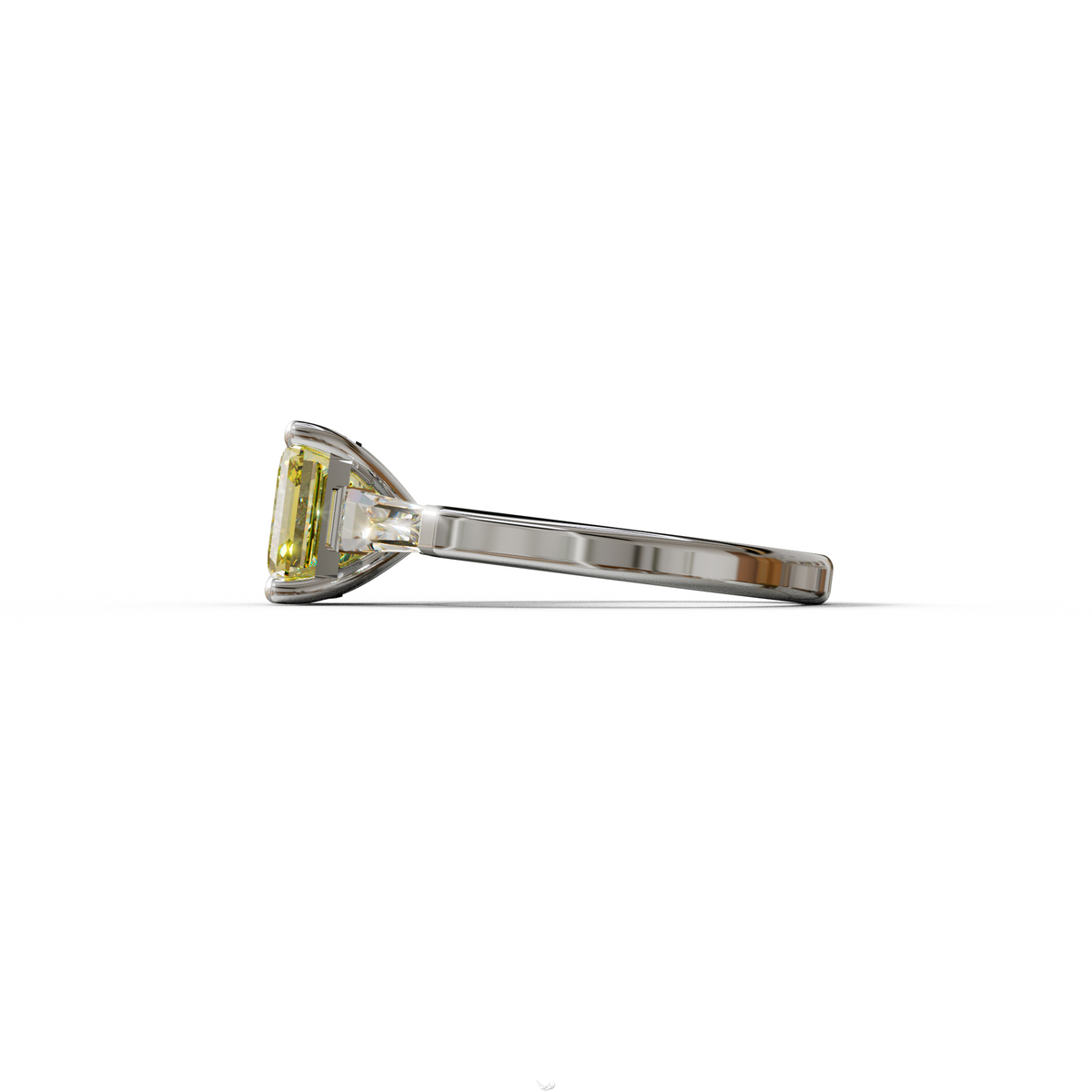 3 Carat Yellow Asscher & Baguette Cut Multi Stone Lab Diamond Ring - Brillante