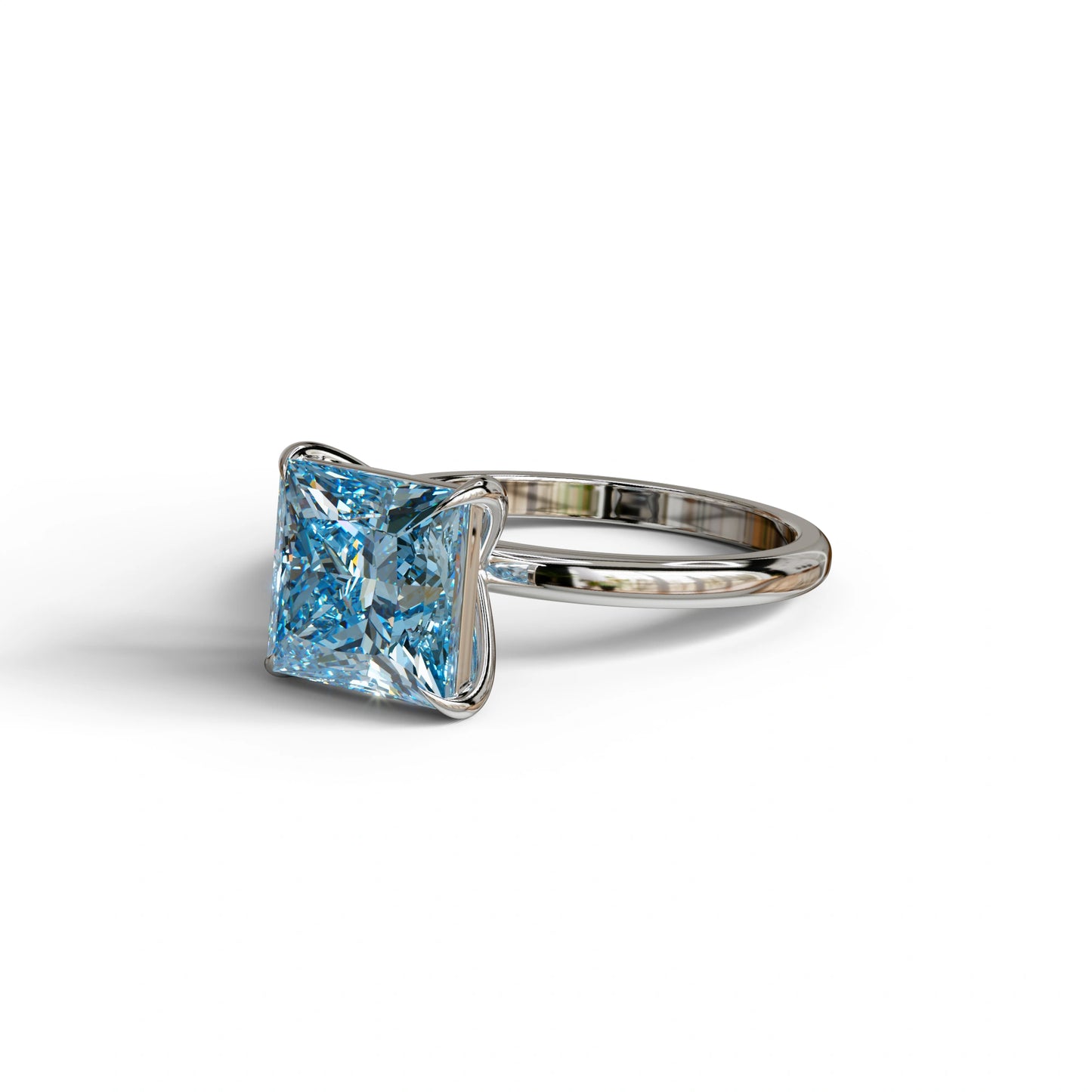 Fancy Blue Princess Cut Solitaire Lab Grown Diamond Engagement Ring - Speyeria