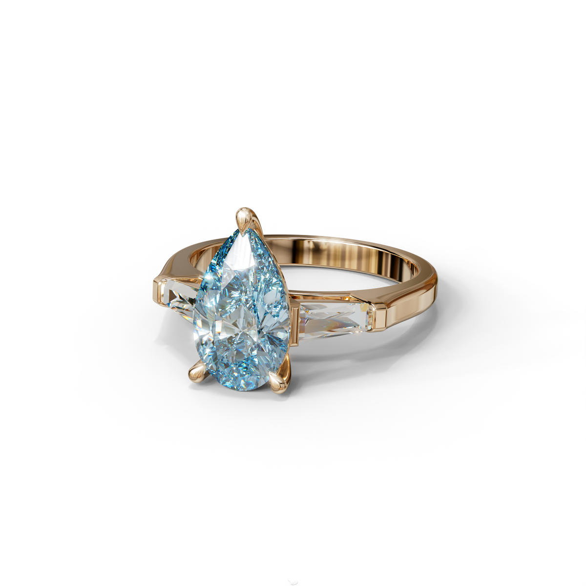3 Carat Pear Cut Blue Lab Diamond Engagement Ring - Bella