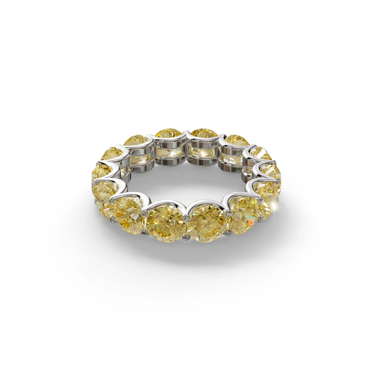 Yellow Round Brilliant Diamond Full Eternity Band in 18k Yellow Gold – Scalloped U-Prong Setting