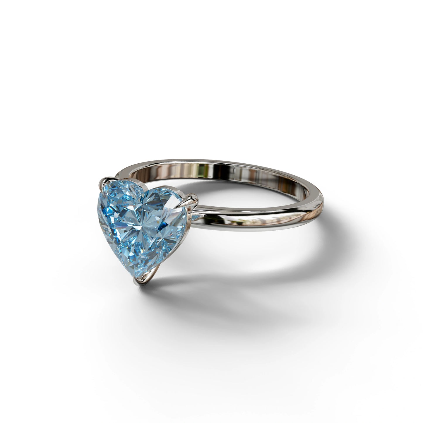 Fancy Blue Heart Cut Solitaire Lab Grown Diamond Engagement Ring - Mellow