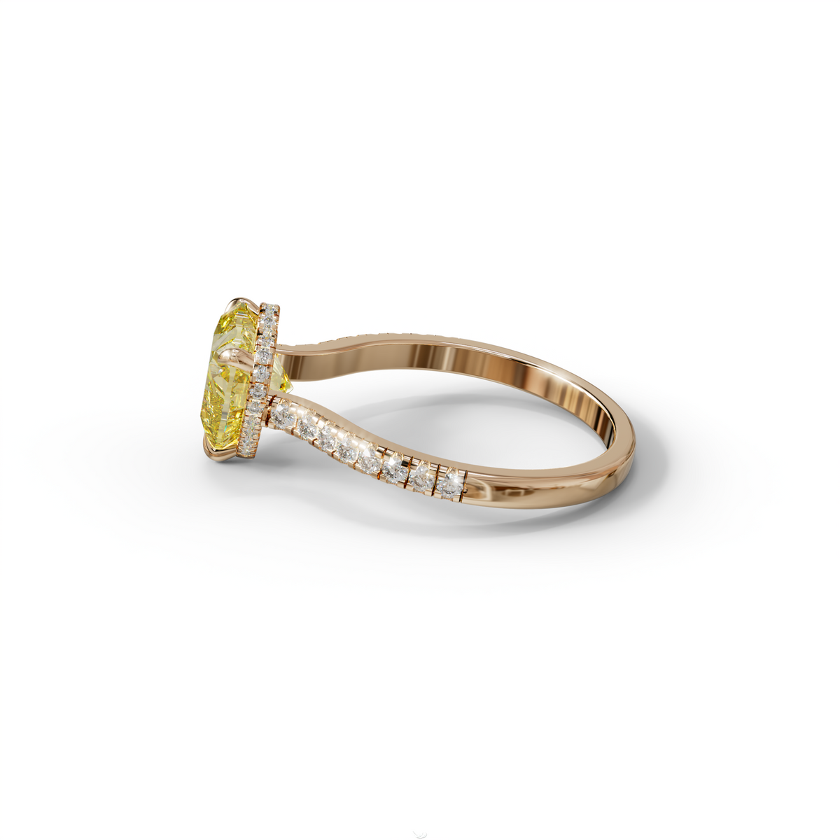 Yellow Heart Cut Lab Grown Diamond Engagement Ring – Pavé Band Setting