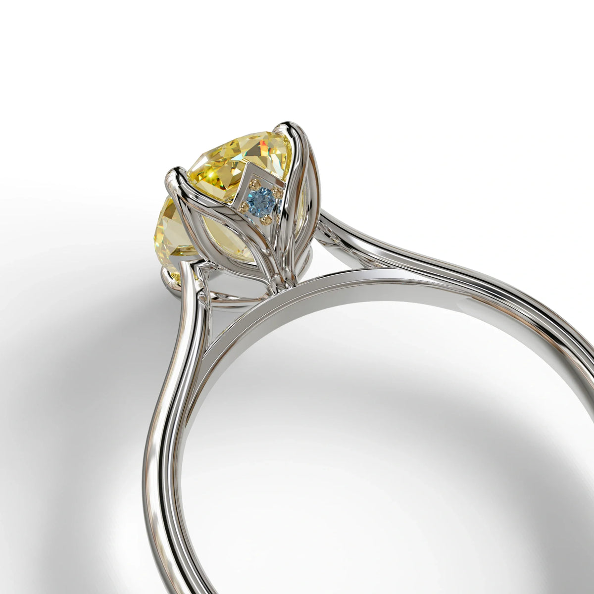 Yellow Oval Cut Hidden Diamond Solitaire Lab Grown Diamond Ring - Secrecy