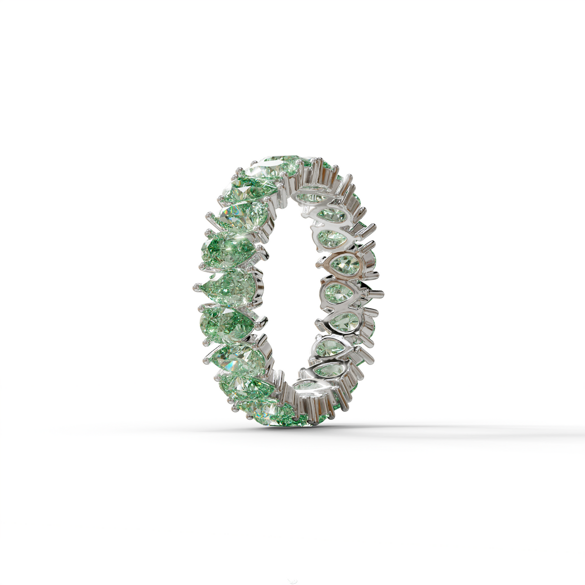 Green Pear Diamond Full Eternity Band - Stackable Ring