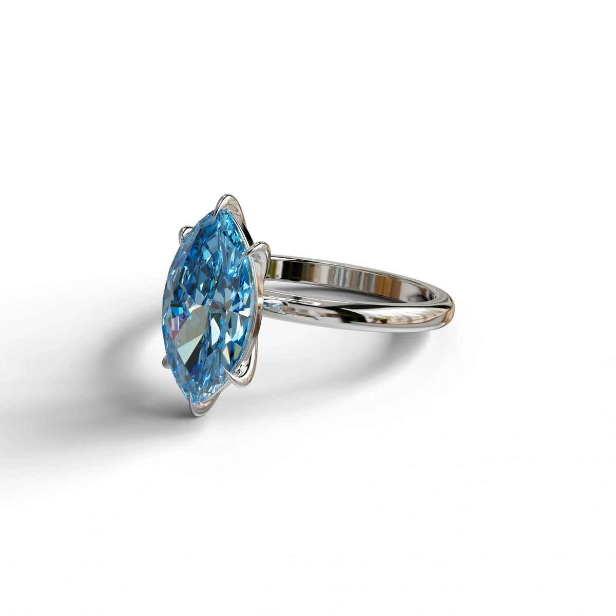 Fancy Blue Marquise Cut Solitaire Lab Grown Diamond Engagement Ring - Celestina