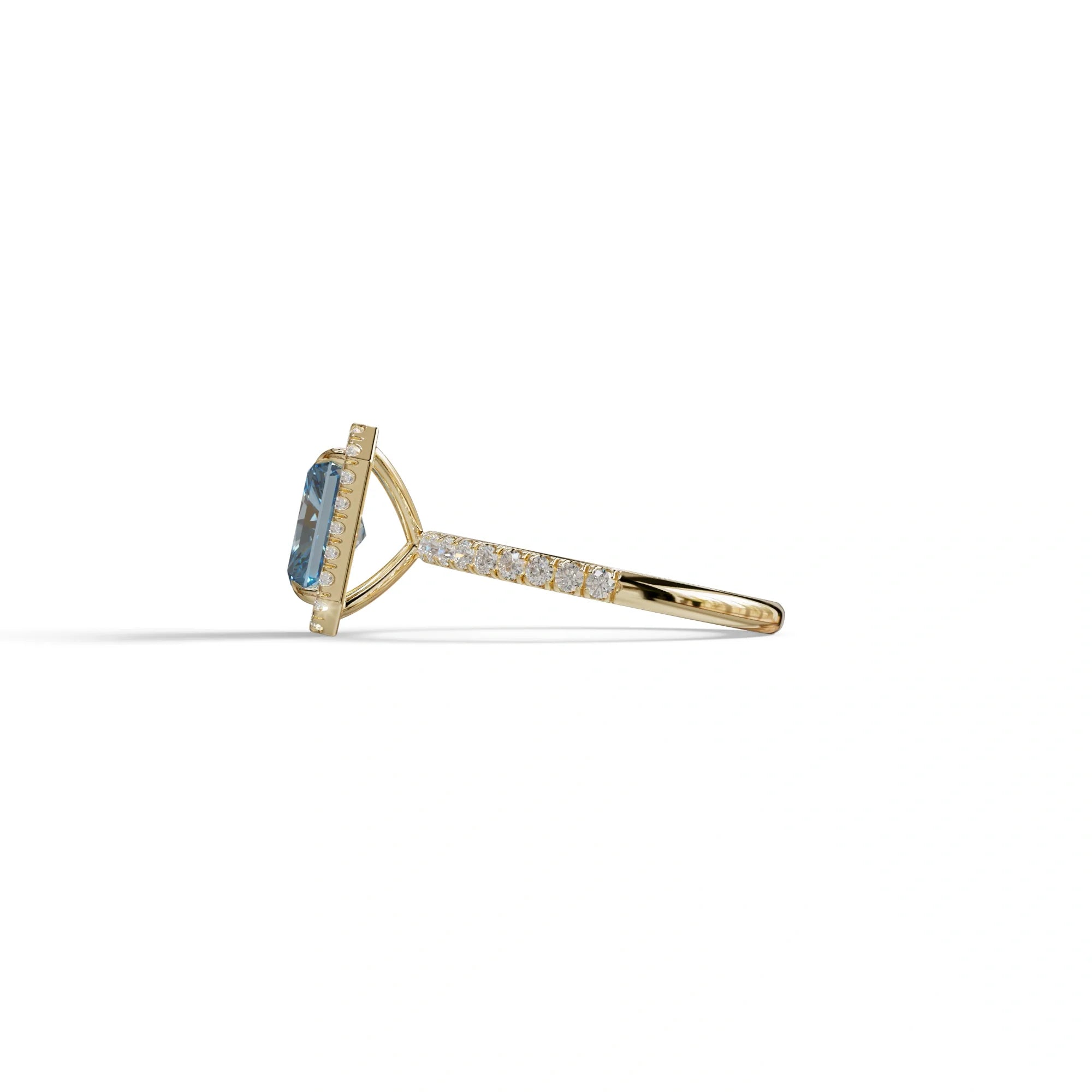 Blue Radiant Cut Halo & Pave Lab Grown Diamond Engagement Ring - Madison