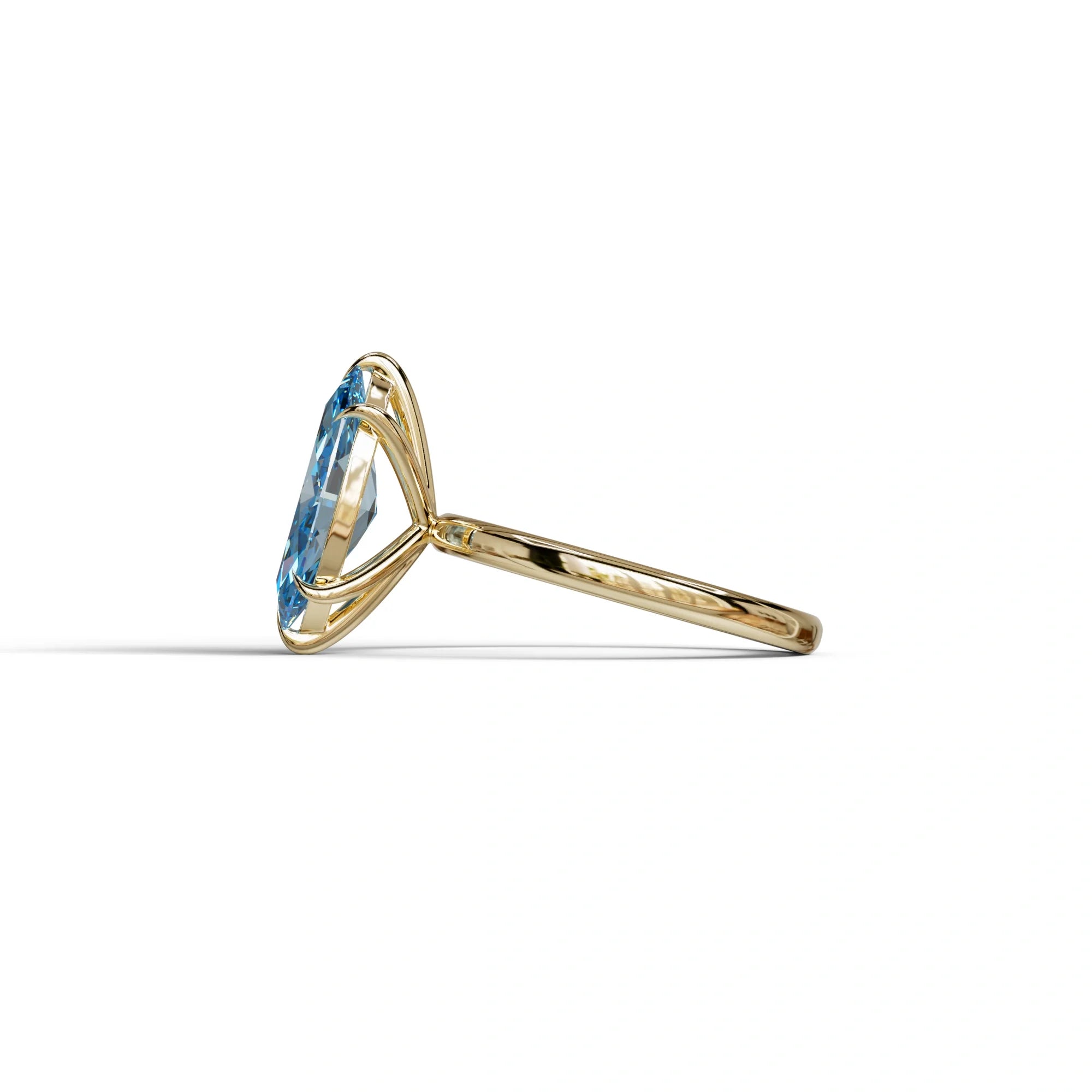 Fancy Blue Marquise Cut Solitaire Lab Grown Diamond Engagement Ring - Celestina