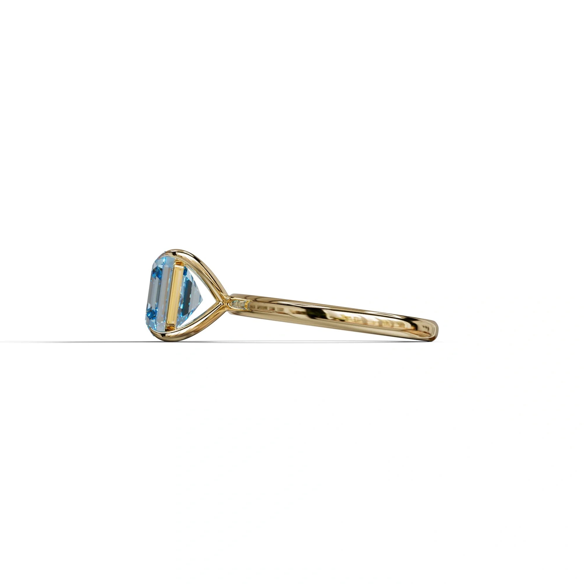 Fancy Blue Asscher Cut Solitaire Lab Grown Diamond Engagement Ring - Fabriciana