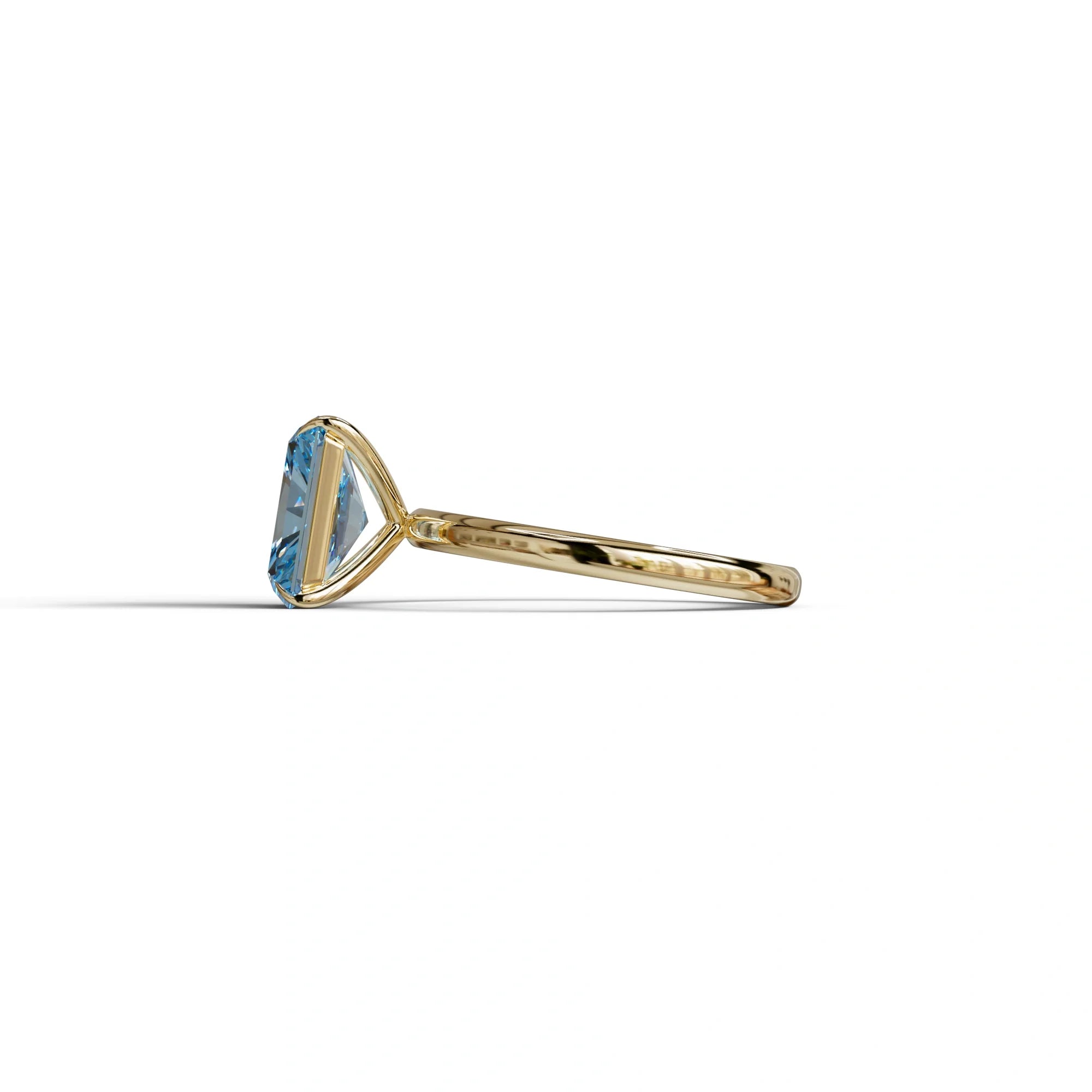 Fancy Blue Radiant Cut Solitaire Lab Grown Diamond Engagement Ring - Papilia