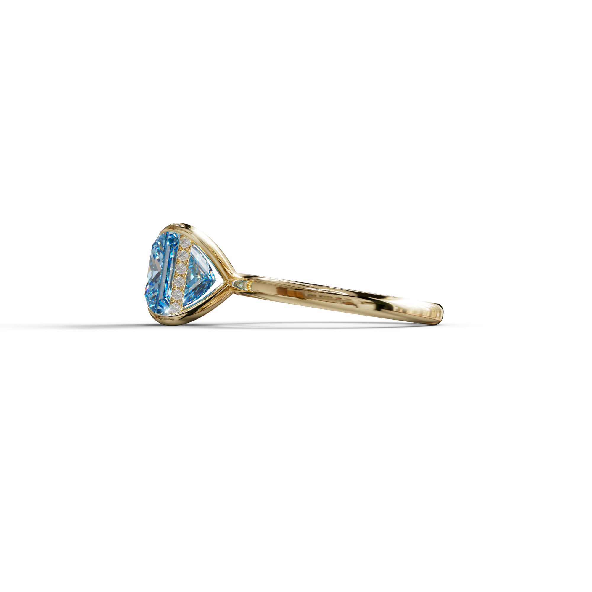 3 Carat Princess Cut Blue Lab Diamond Hidden Halo Engagement Ring