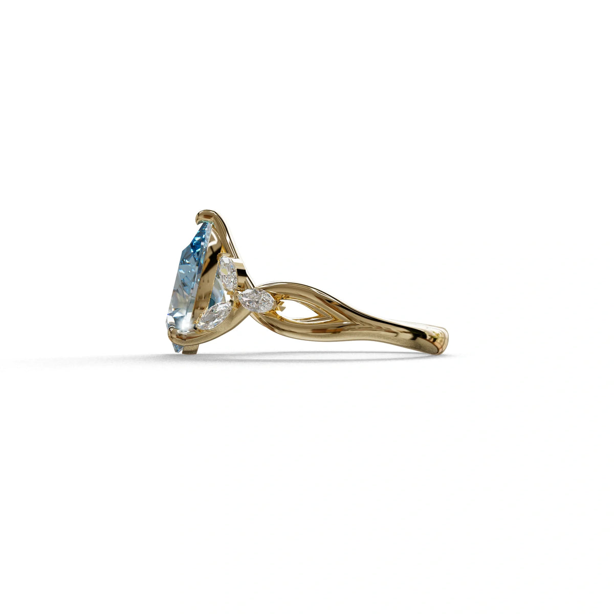 3 Carat Blue Pear Cut Cluster-Vintage Setting Lab Grown Diamond Ring - Celena